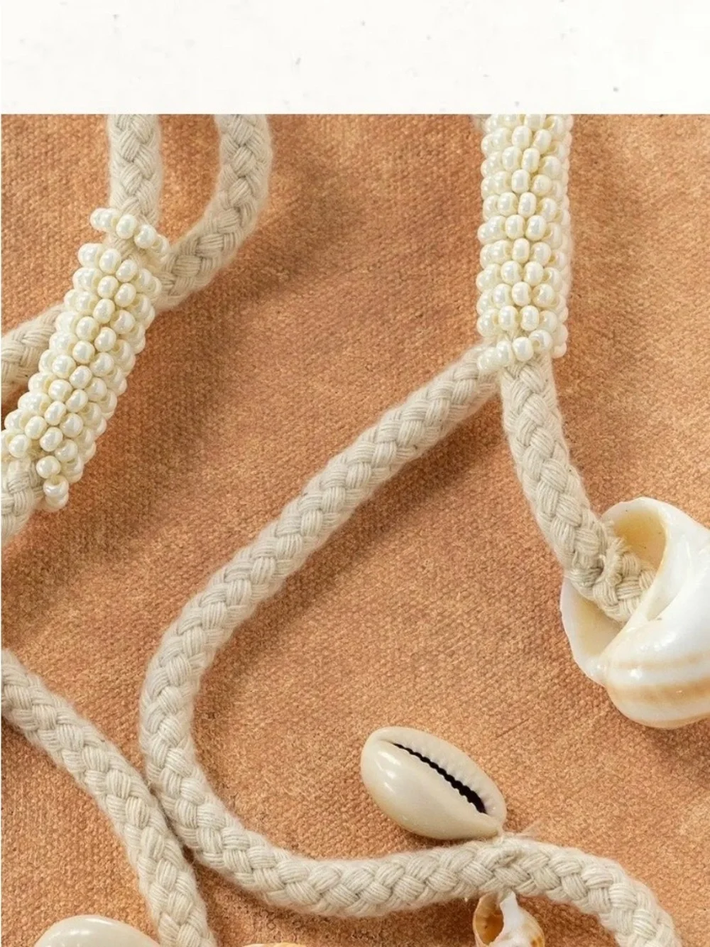 NEW Natural Life Boho Shell Tassel Rope Belt - Natural Beige